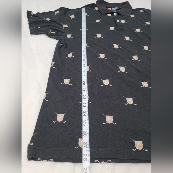 Chaps Black Polo with Tan Emblem Design - Picture 8 of 9